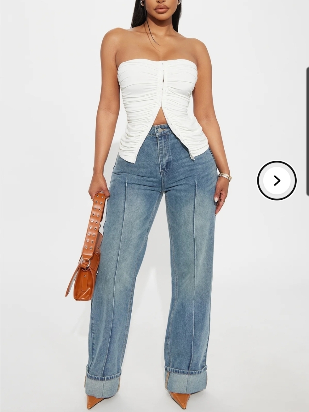 Fashion Nova High Rise Straight Leg Front Seam Cuffed Jeans Size 3